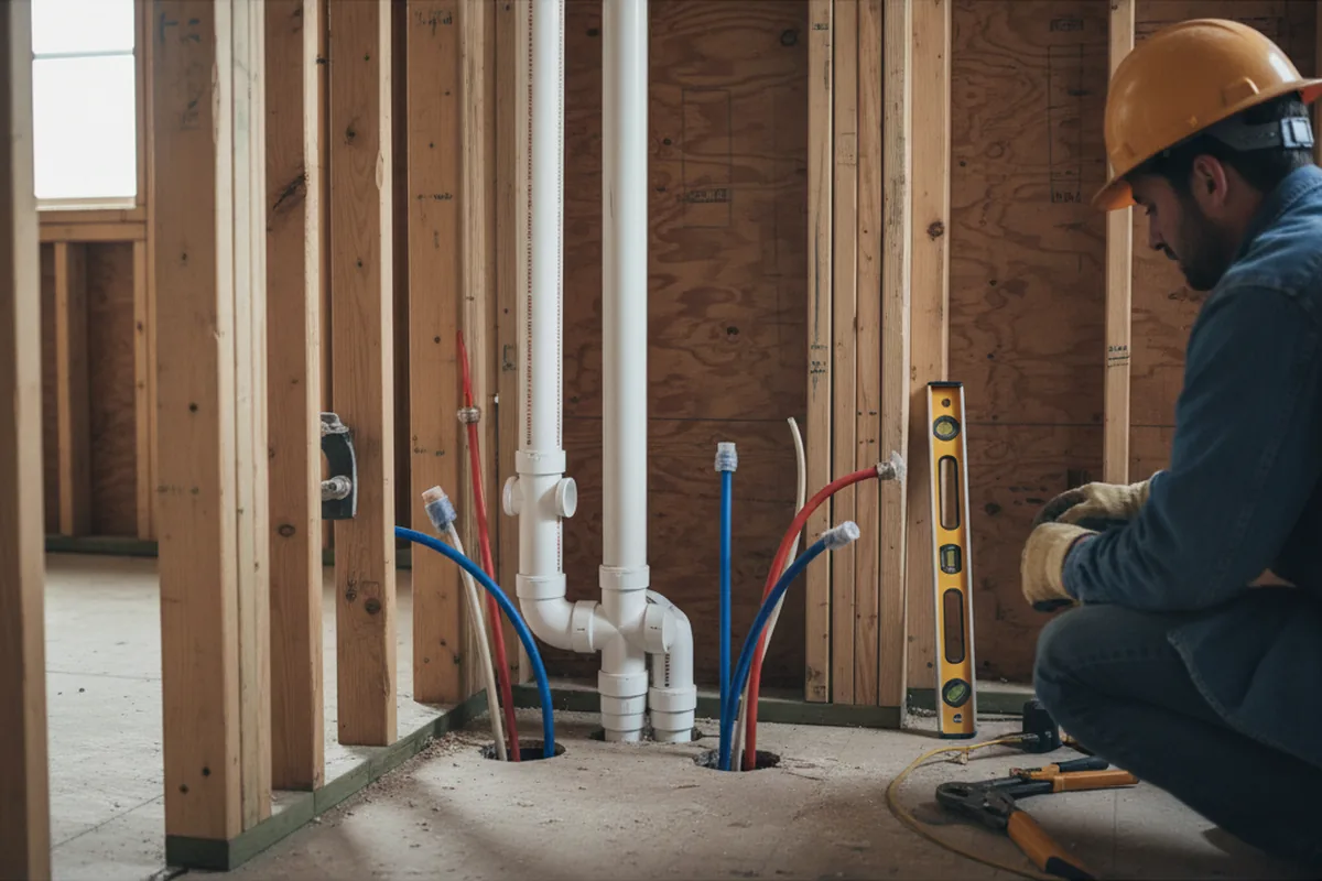 Drain and supply rough-in during Drain Cleaning in Blaine