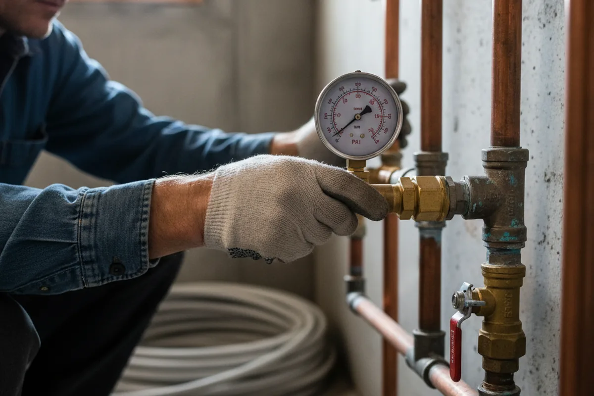 Pressure testing a repaired line during Water Line Repair in Blaine